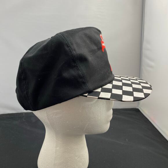 Vintage Seagram's 7 Checkered Bill Racing Cap Black Red Crown Hat - Picture 2 of 6